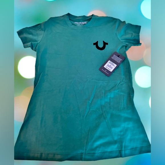 True Religion Women LOGO TEE Green XS NWT - Picture 5 of 8